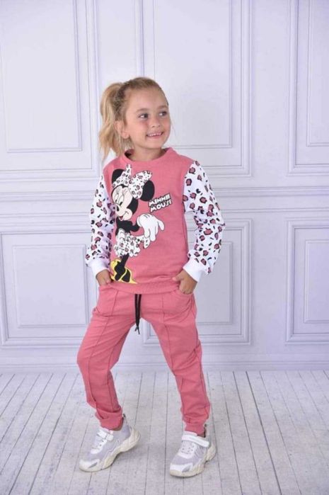 Komplet Minnie bluza spodnie panterka 104 110