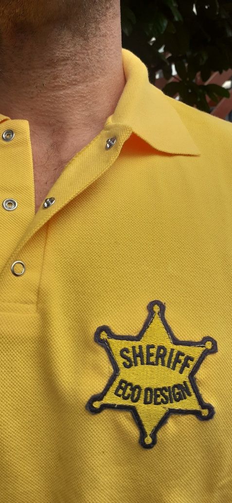 Polo żółte, XL z naszywką Sheriff Eco design