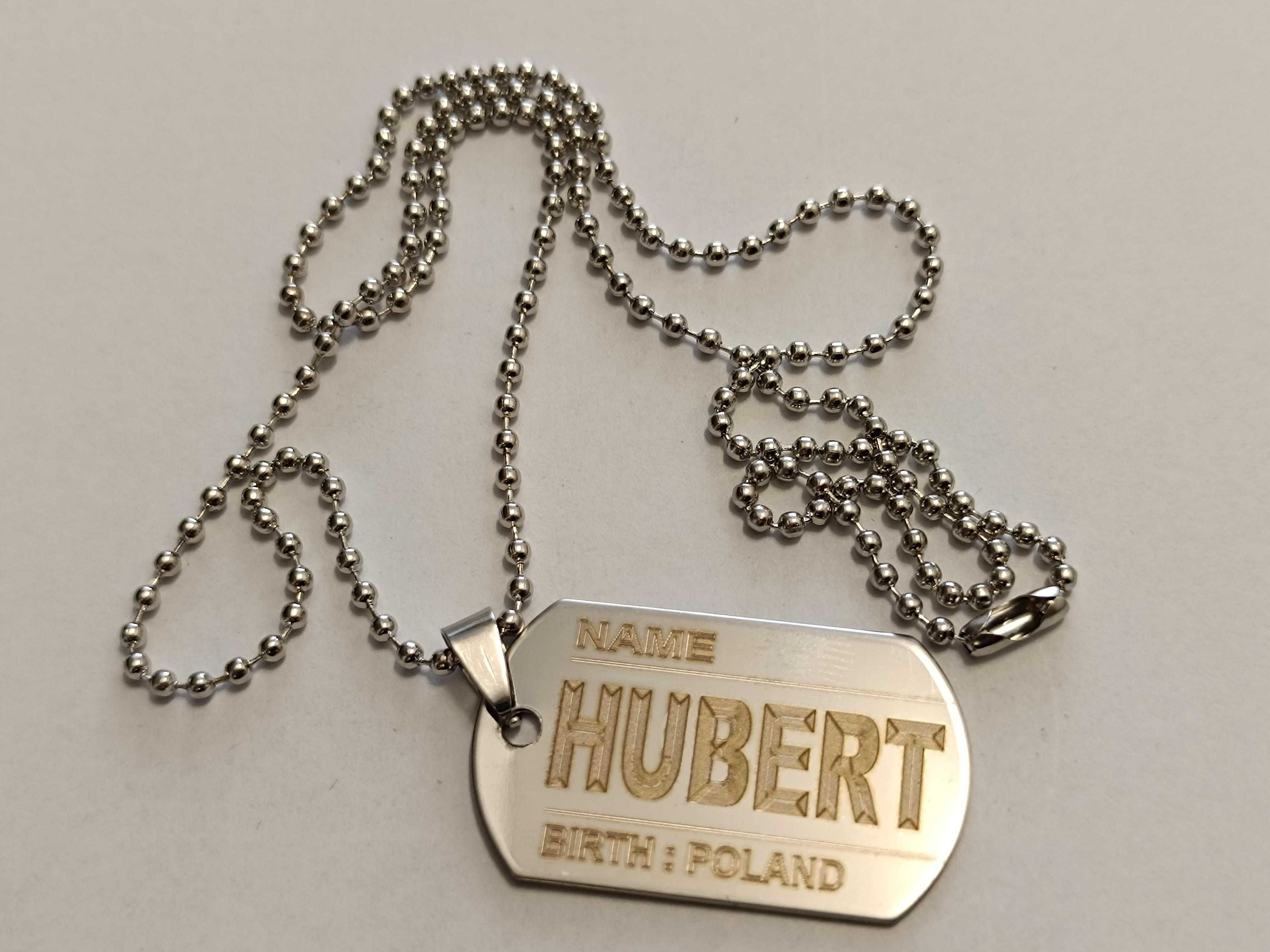 Naszyjnik nieśmiertelnik DOG-TAG - stal nierdzewna 316L - HUBERT