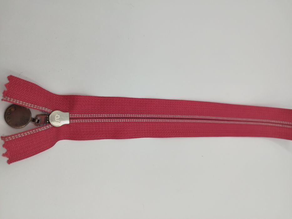 Zamek suwak, żyłka, róż. Długość 25 cm
