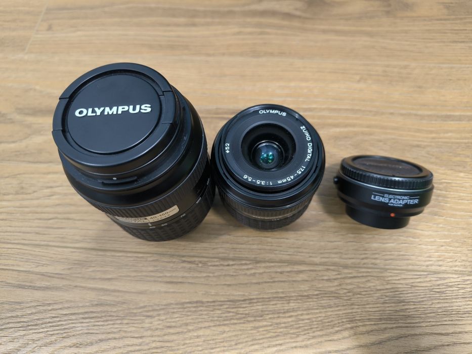 2 obiektywy Olympus 4/3 z adapterem MFT