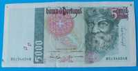 Nota de 5.000$00 de Portugal, CH 3, Vasco da Gama, 1998