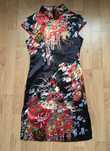 Czarna satynowa sukienka mini chińska qipao cheongsam XS