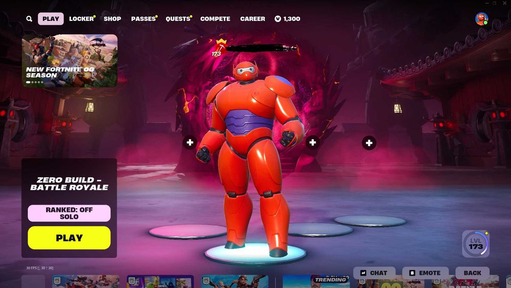 Fortnite account стартовий,13 скінів ,1300 в баксів,Годзілла,Беймакс!