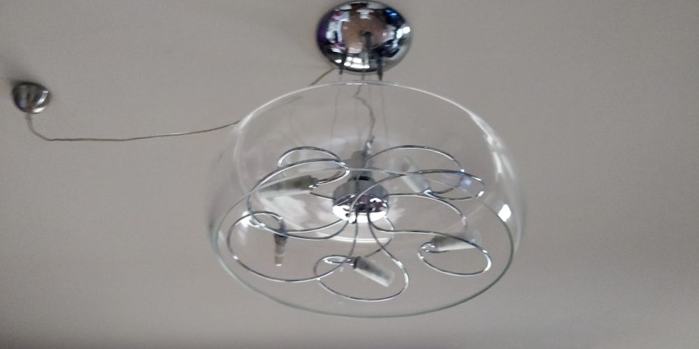 Candeeiro em Vidro e Inox  (exclusivo da Giorgione(italiani)), com 5