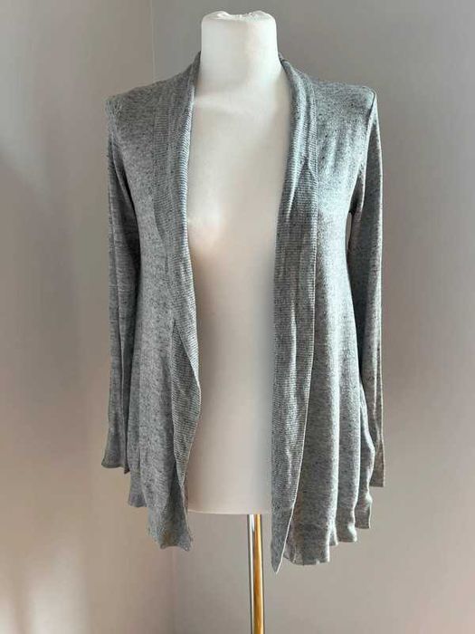 Cienki szary sweterek lekki rozpinany długi 80% wiskoza 20% nylon