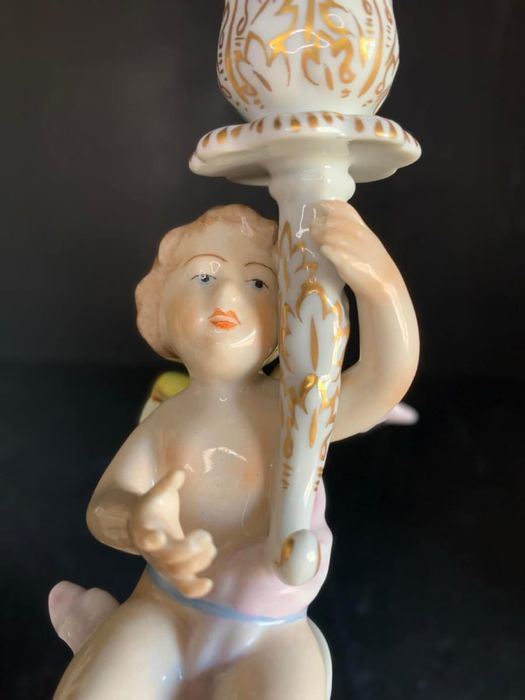 Par de casticais com dois anjinhos da artibus