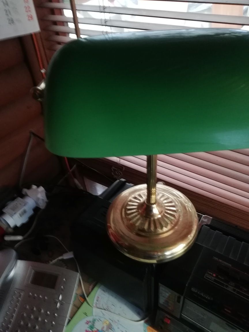 Piękna lampa mosiężna, Szklany klosz unikatowa