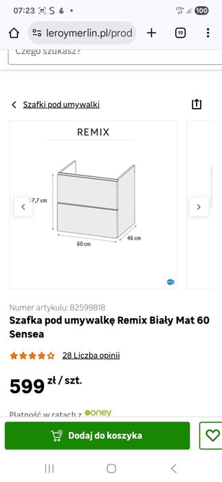 Szafka pod umywalkę 60 REMIX biały sensea