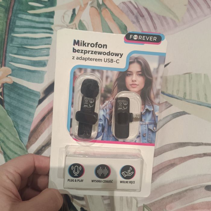 Nowy mikrofon bezprzewodowy z adapterem usb c