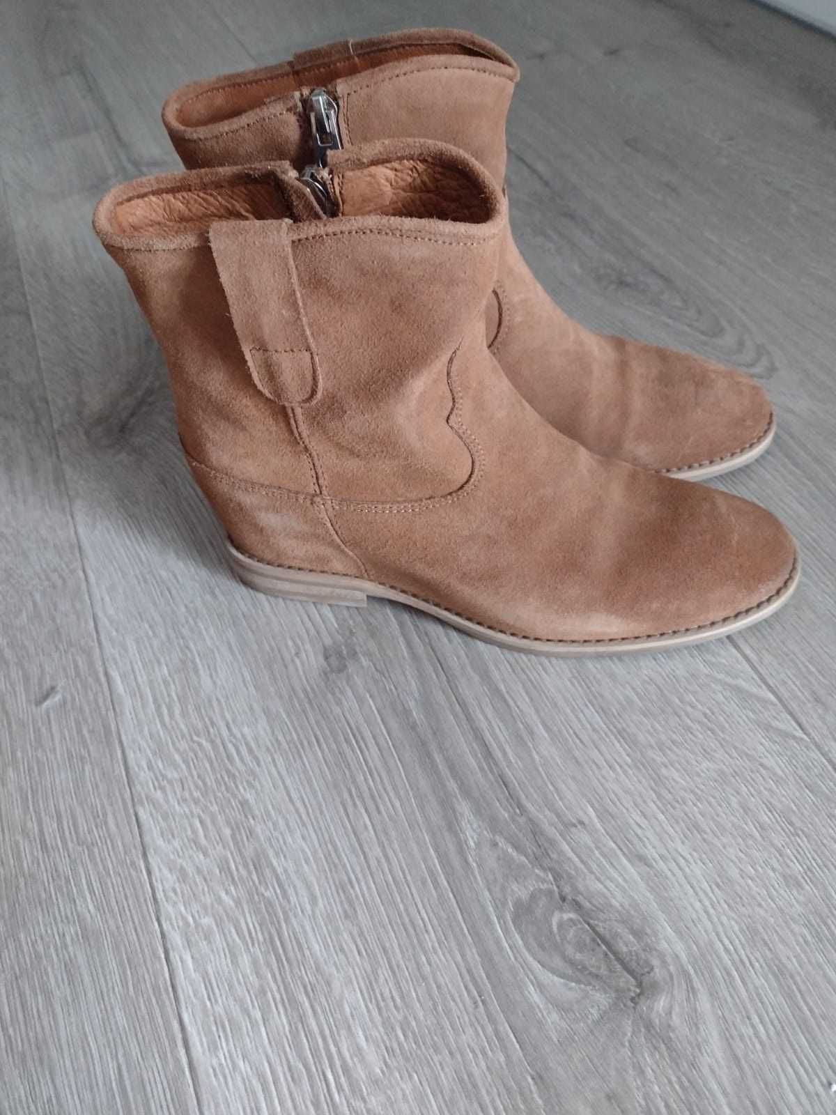 Botki carini 37 rude zamsz