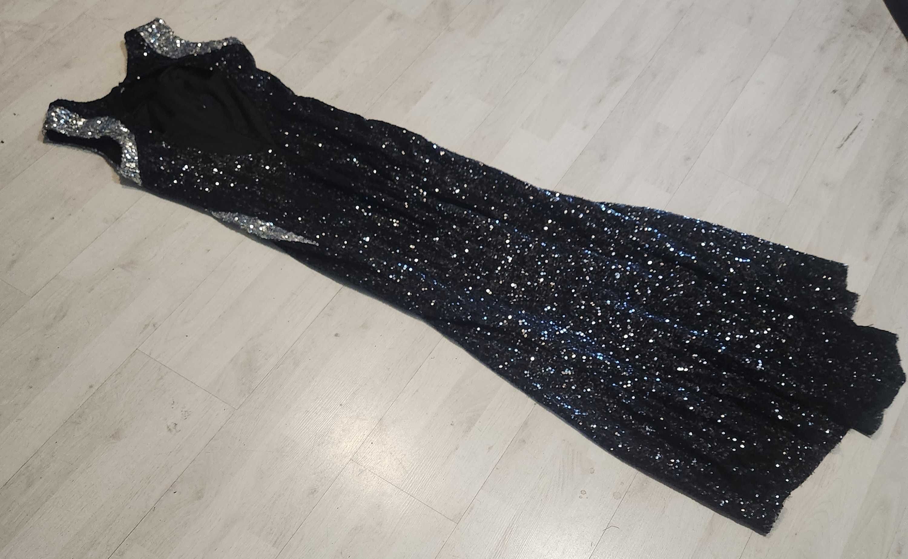 S M strój sukienka lata 20 lata 30 estradowa cekiny lama nr 2302