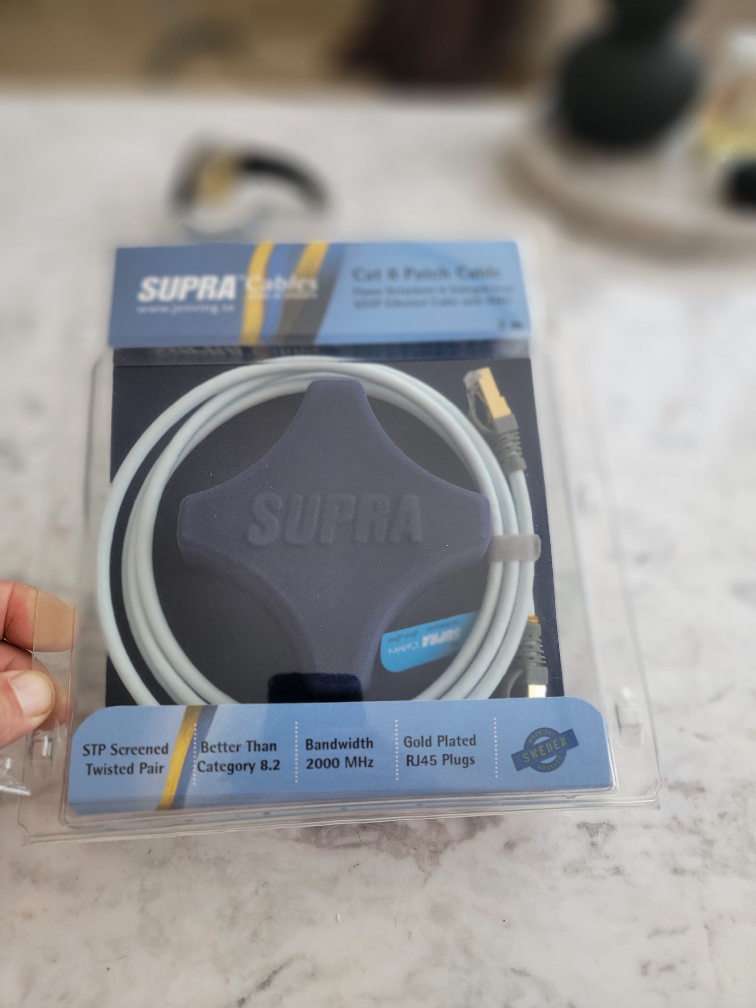 Патч корд для аудіо-видєо системи Supra Cat 8 STP Patch FRHF Blue rj45