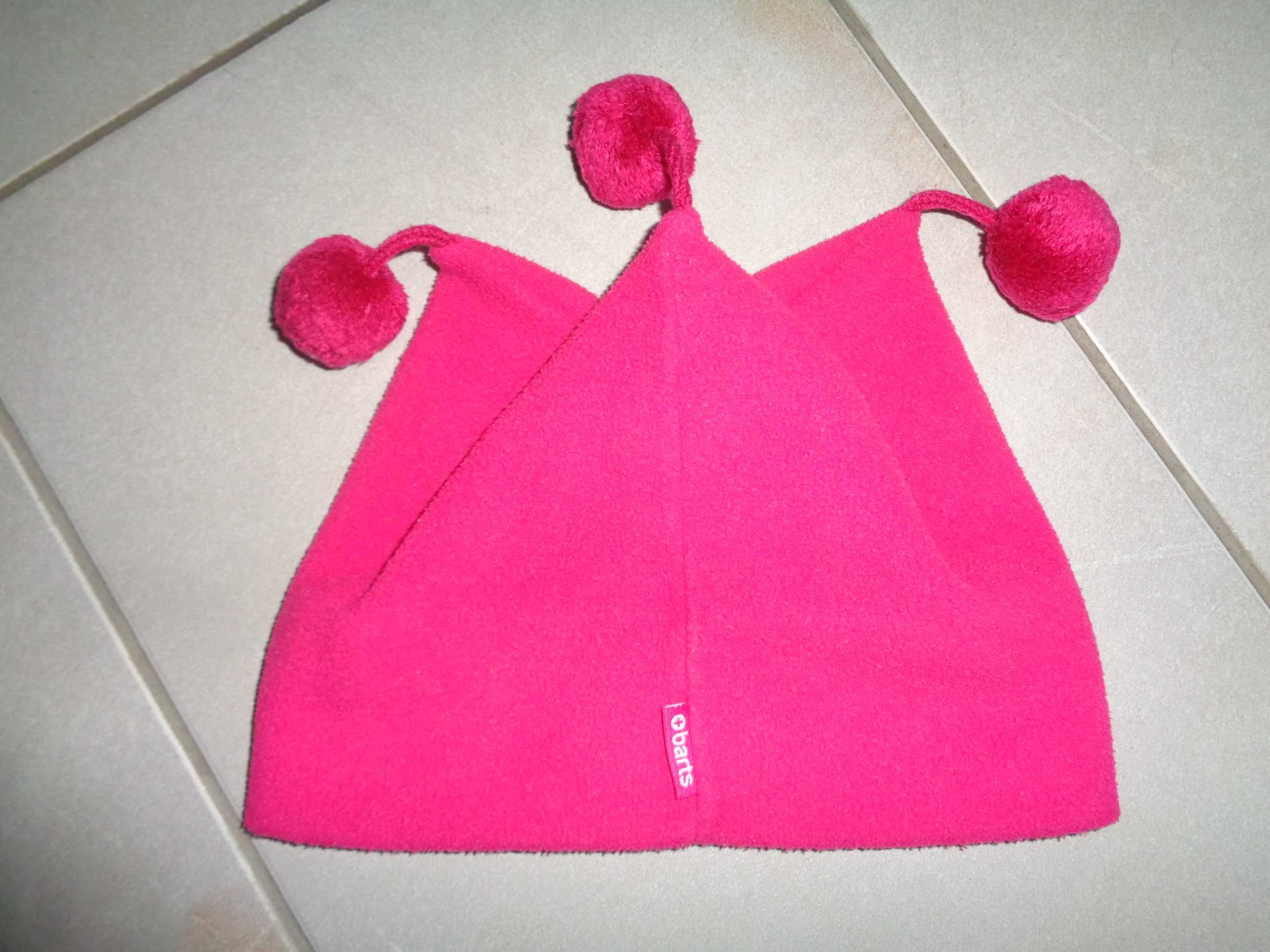 BARTS oryg. modna różowa czapka z pomponami OKAZJA 53 cm
