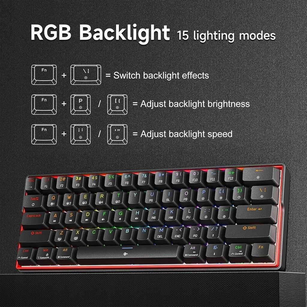 KEMOVE K61SE 60% mechaniczna klawiatura RGB Red Linear Switch CZARNA