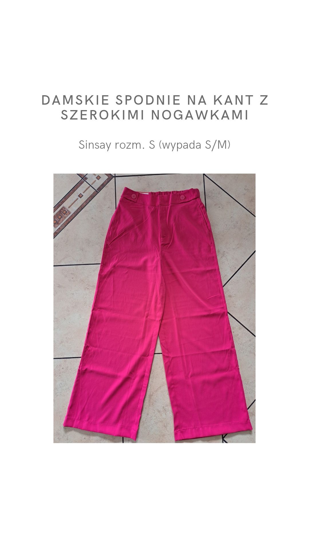 Damskie spodnie na kant z szerokimi nogawkami Sinsay rozm. S