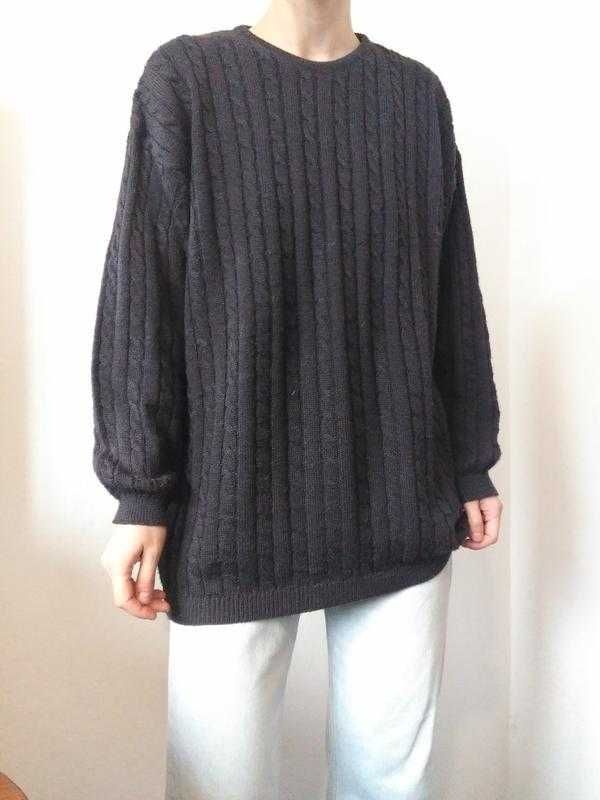 Вінтажний светр шерстяний джемпер альпака пуловер реглан лонг кофта