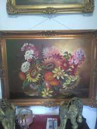 Stary obraz kwiaty w wazonie