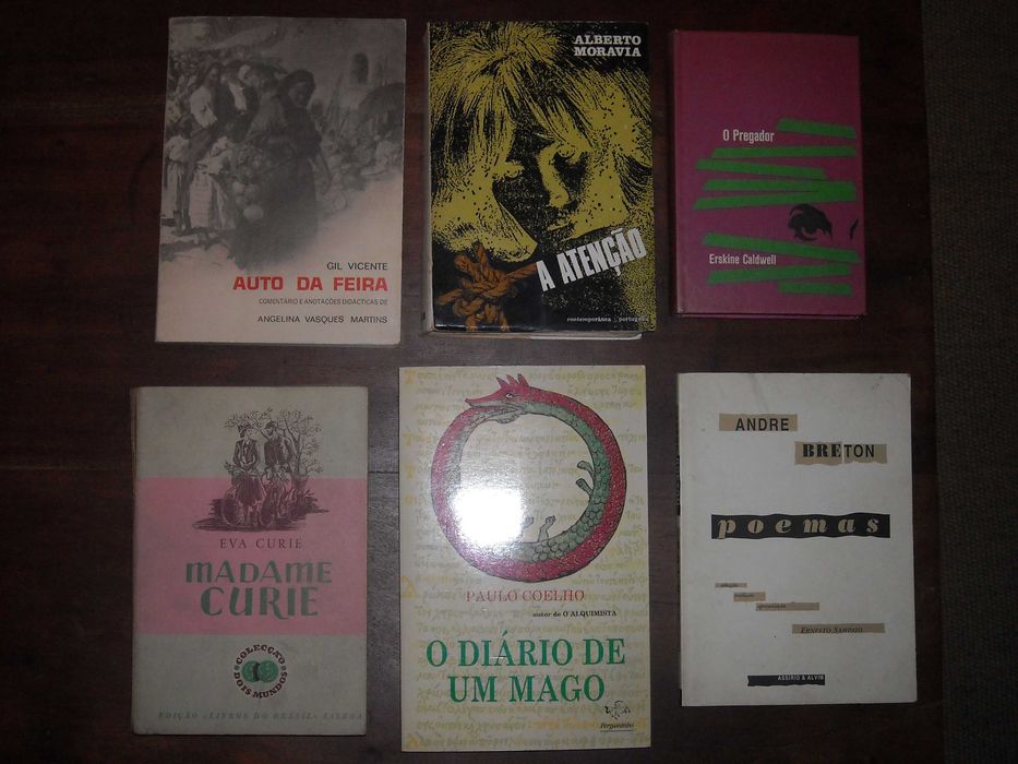 Livros diversos Caldwell, Breton, Gil Vicente, Moravia, Curie, Coelho