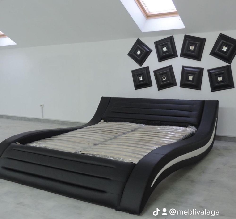 Стильне м‘яке ліжко, двоспальне ліжко 160, ліжко подіум