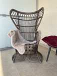 Fotel Paw Peacock rattanowy uszak Rohe Noordwolde lata 50. XX w. Gio P