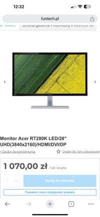 Monitor gamingowy Acer 4K UHD