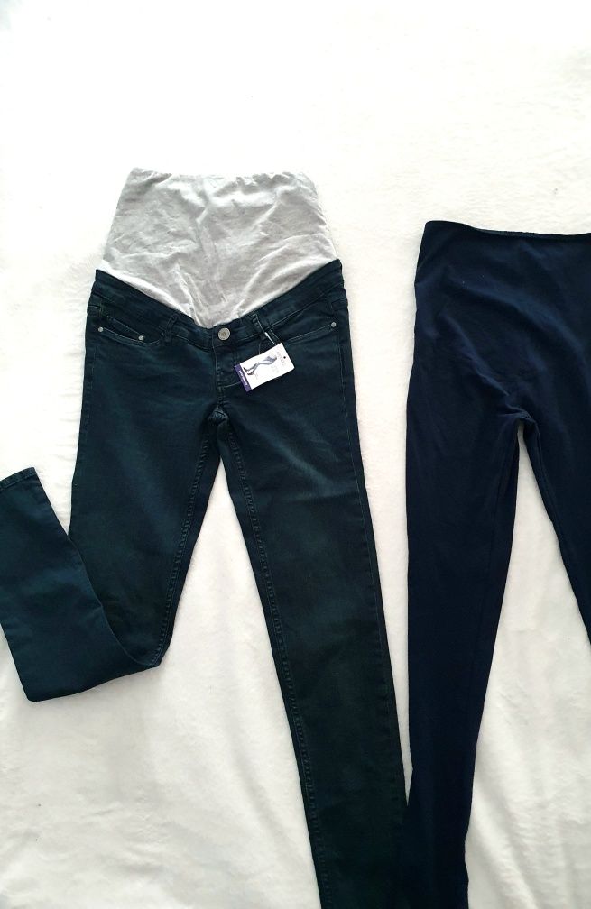 OKAZJA ciążowy zestaw jeansy legginsy xs 34 s 36 ciąża maternity
