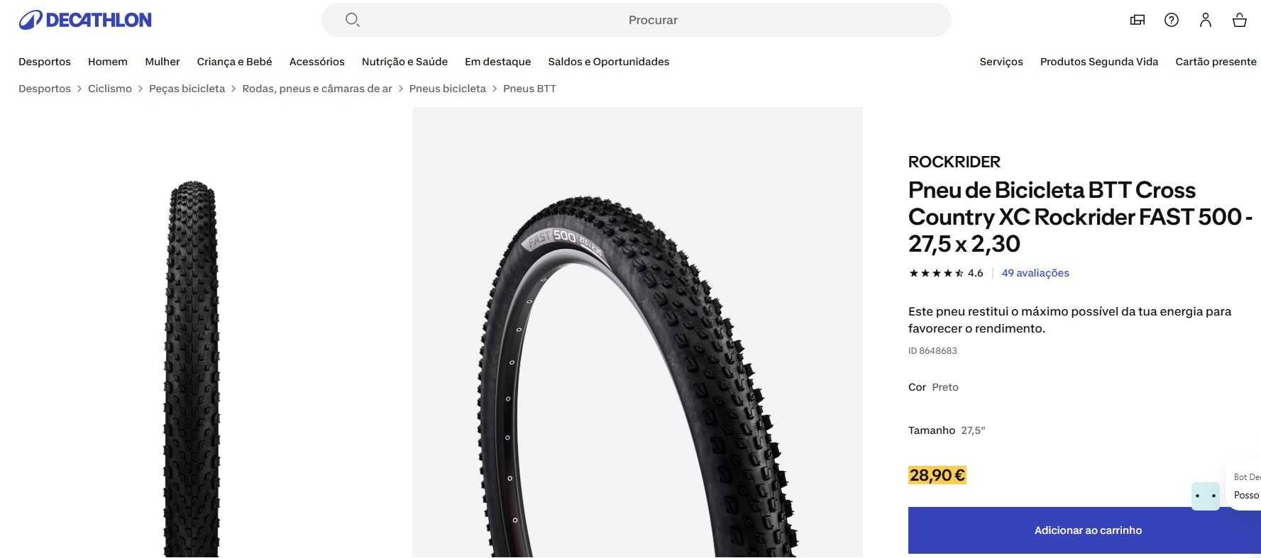 PNEUS BICICLETA BTT CROSS ROCKRIDER 27,5” x 2,3”