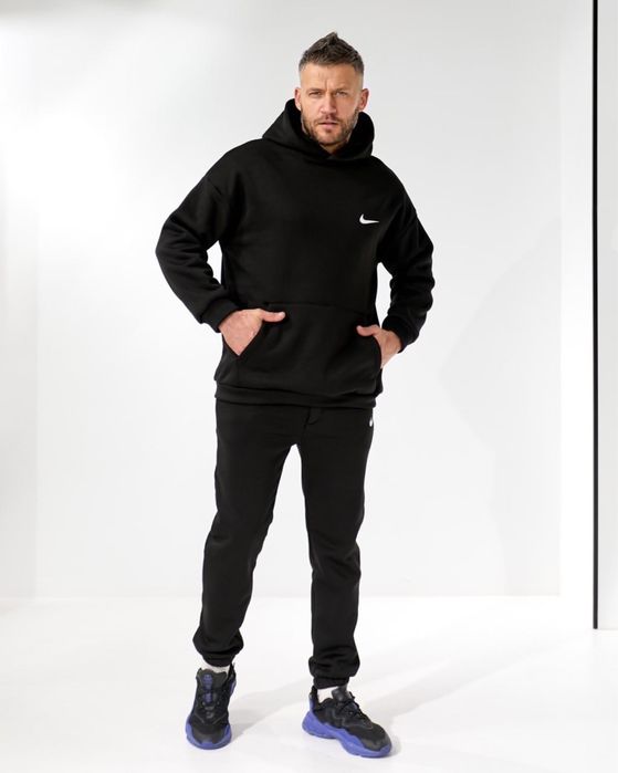 Чоловічий зимовий костюм NIKE 48-54 чорний худі і штани кофта джогери