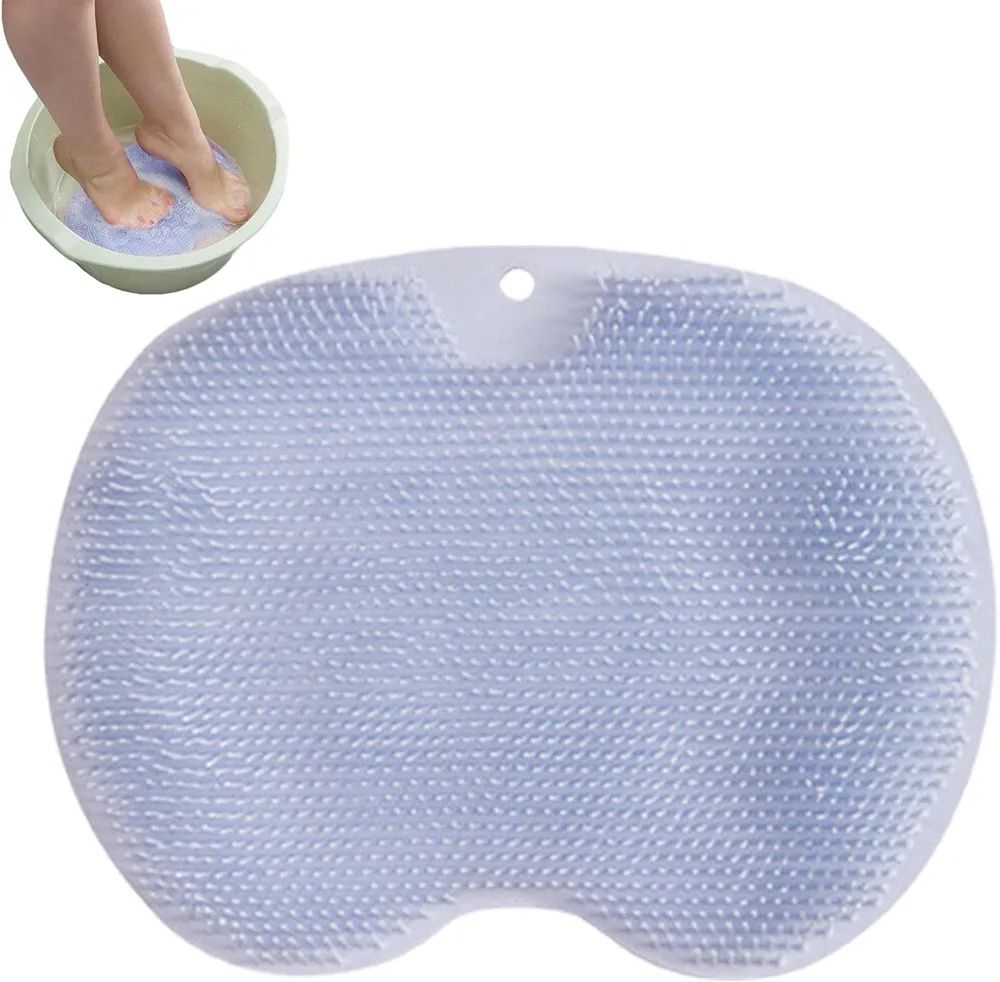 Mata silikonowa niebieska do szorowania masażu stóp pod prysznic 30x23