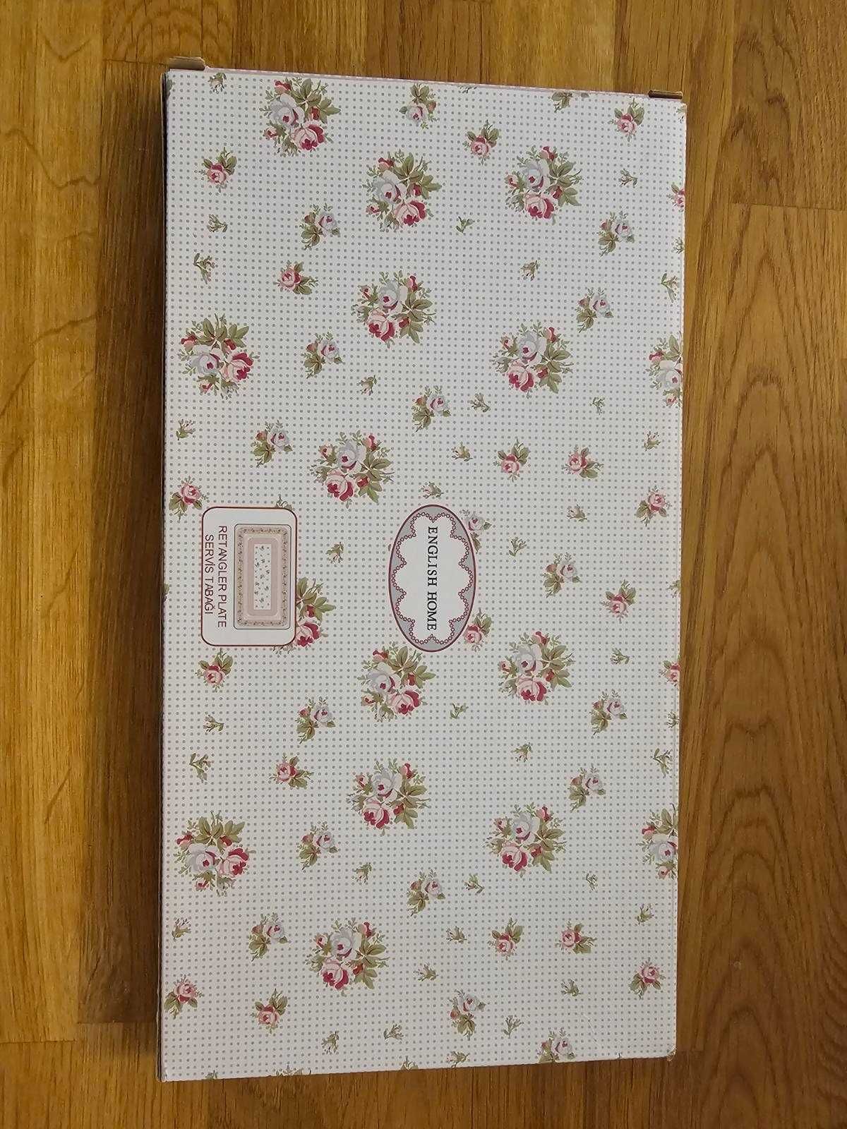 27. Prostokątny talerz serwisowy 30 cm English Home motyw kwiatowy