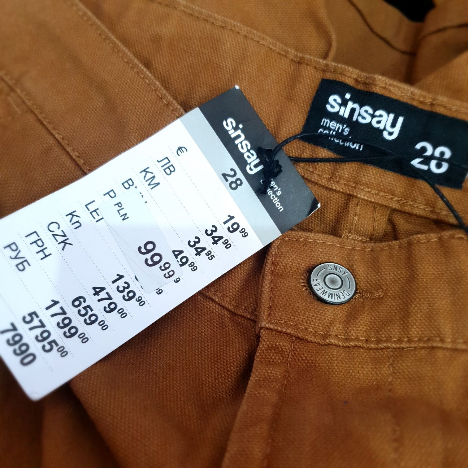 Spodnie męskie chino chinosy r.28 camel Nowe z metkami