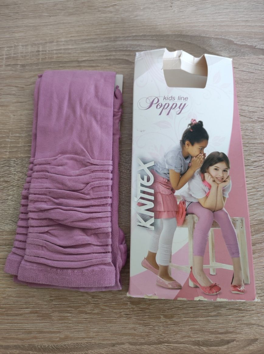 Legginsy dziewczęce z mikrofibry w systemie 3D 140-146 Lawenda