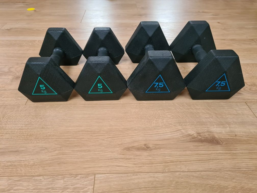 Hantle Corength Decathlon gumowane 2x7,5 kg  2x5kg