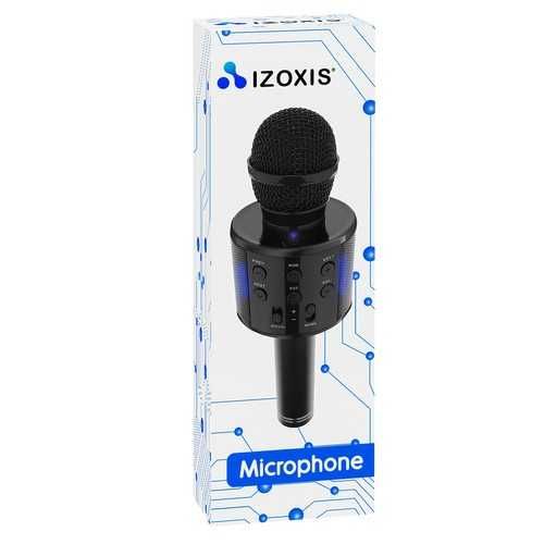 Mikrofon karaoke z głośnikiem czarny, akumulator radio bluetooth efekt