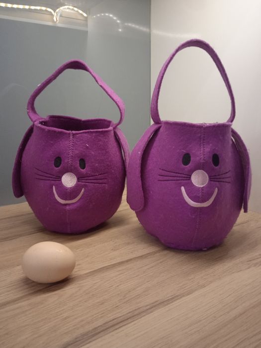 Dwa koszyczki filcowe zajączki Wielkanoc Tchibo