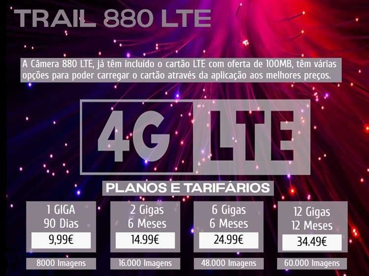 Câmera 880 LTE com aplicação telemóvel com envio de fotos e vídeos