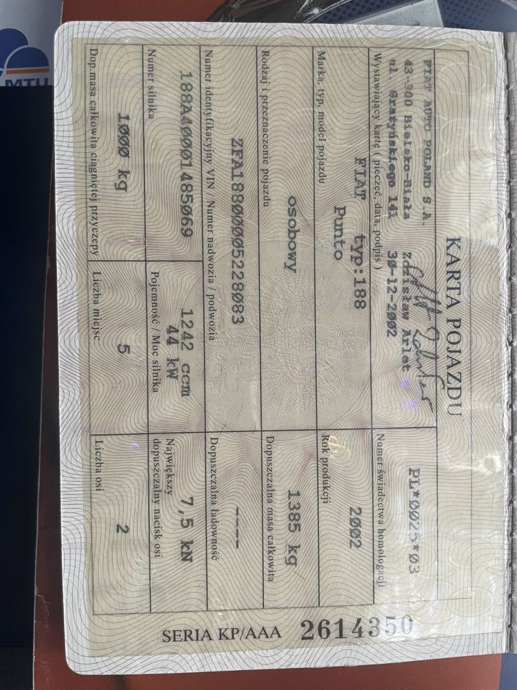 Fiat punto , bardzo maly przebieg