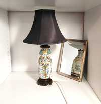 Lampka nocna lampa stołowa stare Chiny porcelana brąz wys 52 cm
