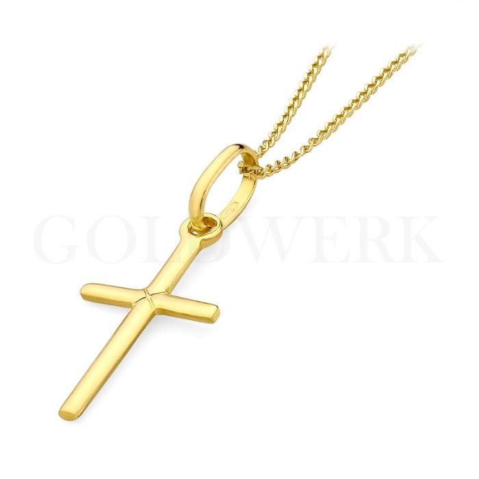 Złoty Zawieszka Krzyżyk 333 Krzyż na Chrzest Komunię Prezent