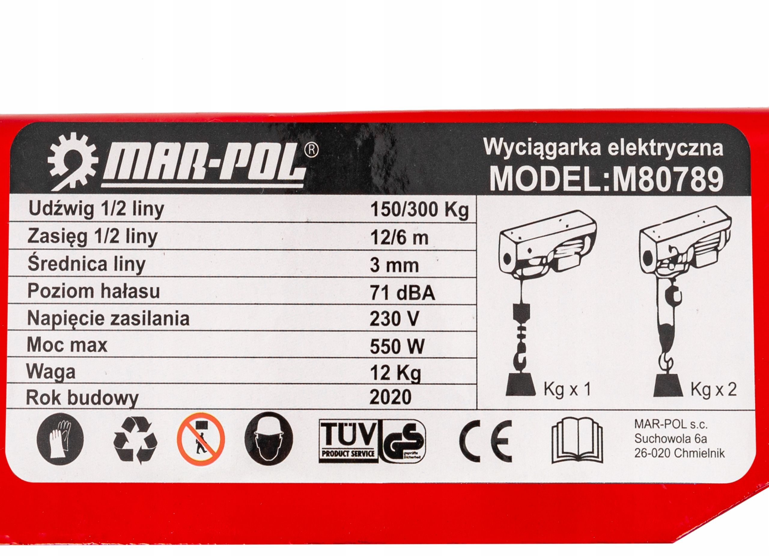 Wciągarka wyciągarka 230v elektryczna linowa 300kg [WYC107]