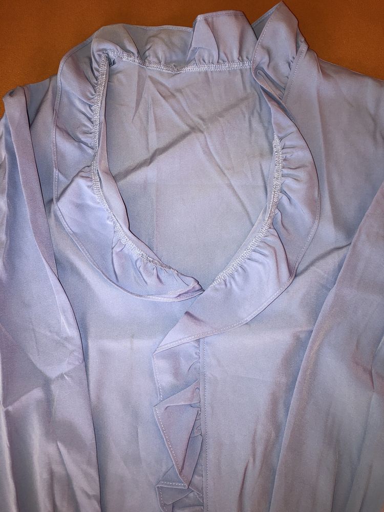 Camisa azul de manga comprida, NOVA