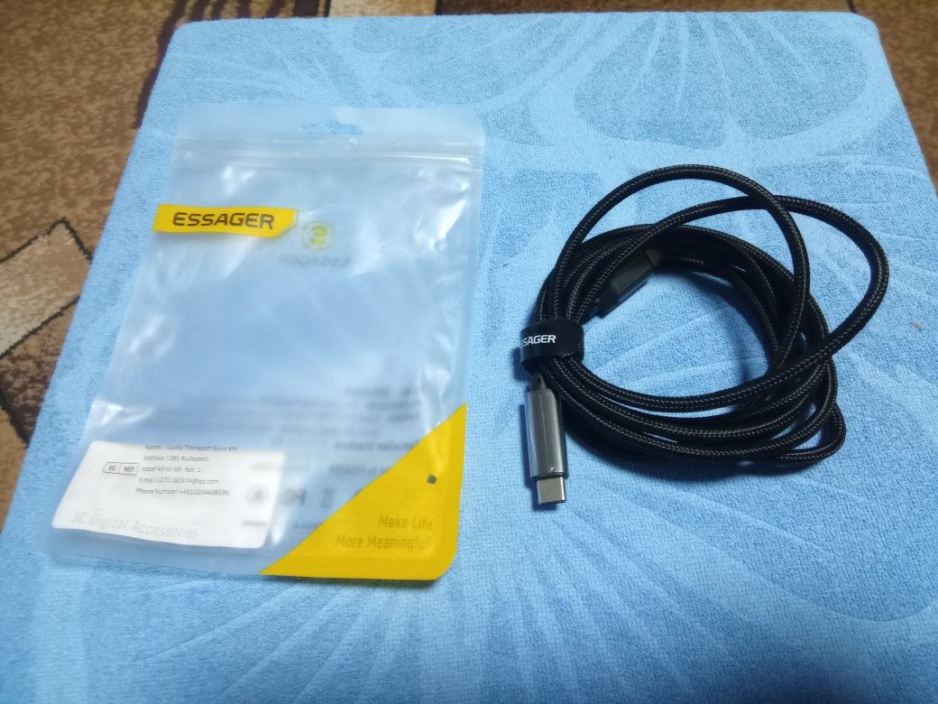 Кабель Essager PD3,1 240W 2 метра з дисплеєм.