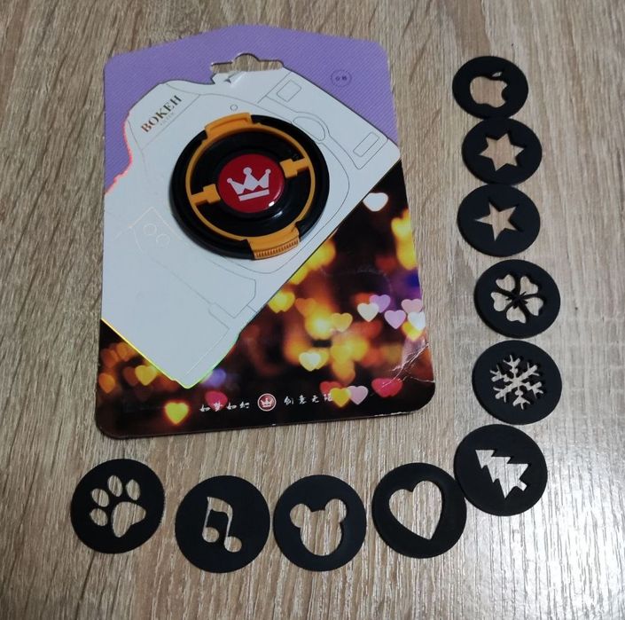 Набор насадок-трафаретов на объектив фотоаппарата для фигурного боке