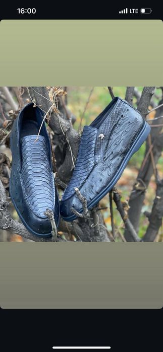 Лоферы Stefano Ricci мужские из кожи страуса и питона