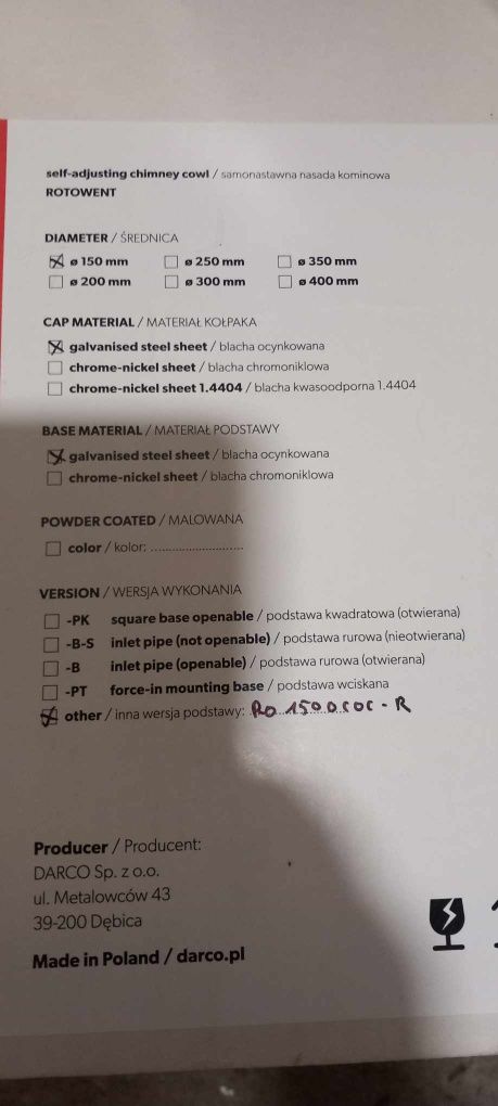 Nasada kominowa Rotowent