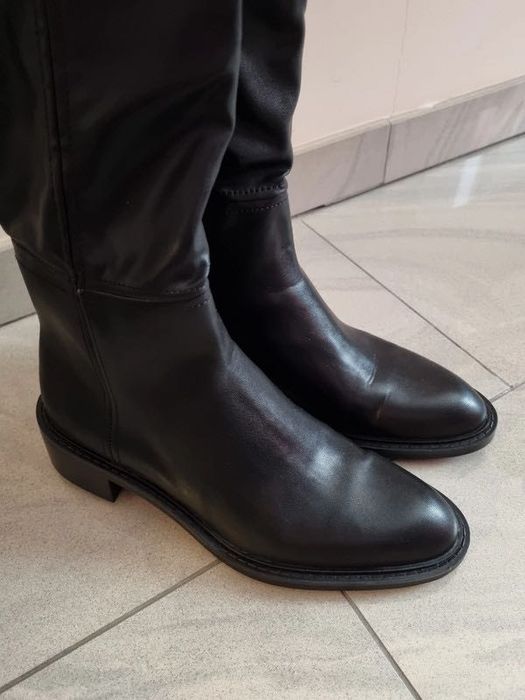 Długie czarne kozaki z wysoką cholewką Zara 39