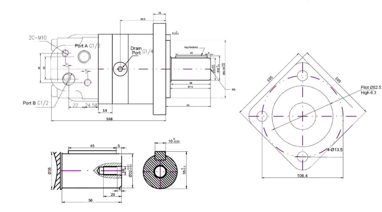 silnik hydrauliczny SMS 80, wałek 32 mm. 800 obr/min. 16 kW