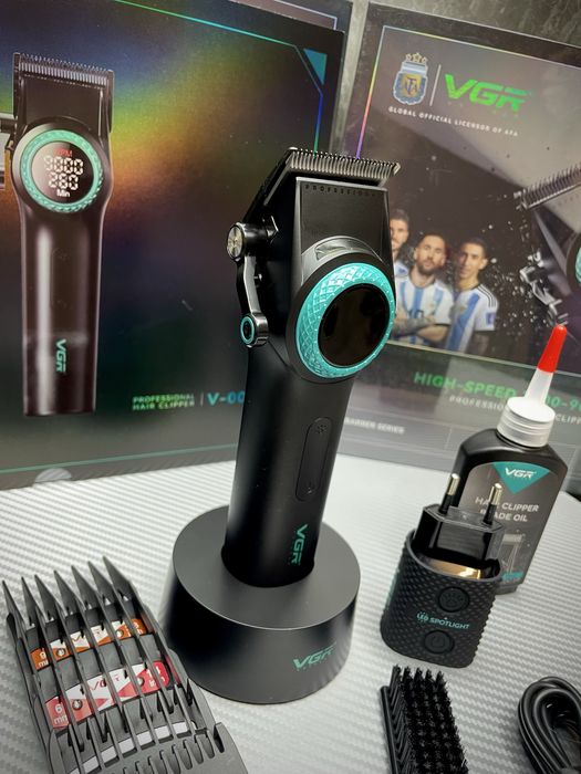 Акумуляторна Машинка VGR V-001,10 насадок,9000 RPM,AKБ 4600 mAh,LED