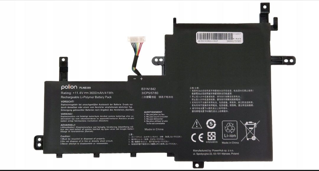 Bateria B31N1842 do Asus V5050E S5500F V5100E M5100U